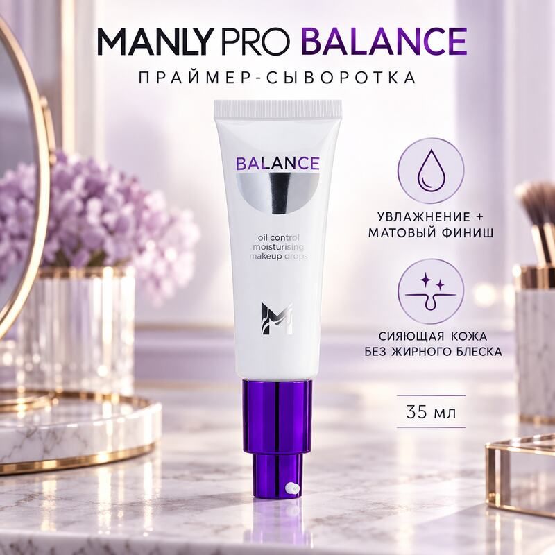 Праймер-сыворотка для лица MANLY PRO Balance, увлажняющая и матирующая, 35 мл.