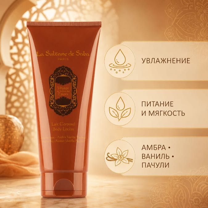 La Sultane de Saba Ayurvedic — лосьон для тела «Амбра, ваниль и пачули», 200 мл