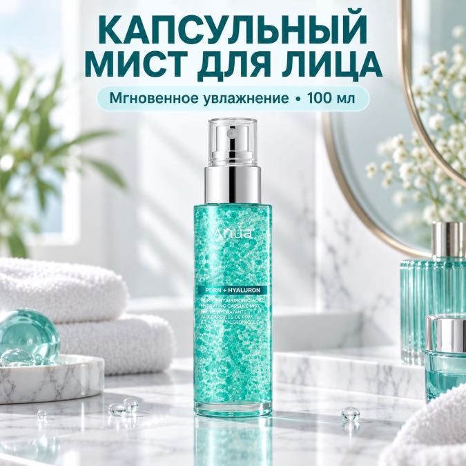 PDRN Hyaluronic Acid Увлажняющий капсульный мист для лица с ПДРН, Anua, 100 мл